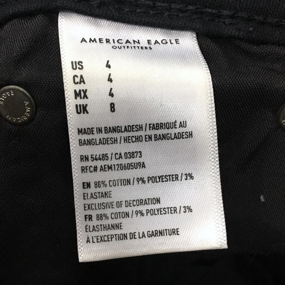 AMERICAN EAGLE Midi Jean Shorts Cut Off Raw Distressed Hem Black Wash Size 4 - Picture 8 of 10